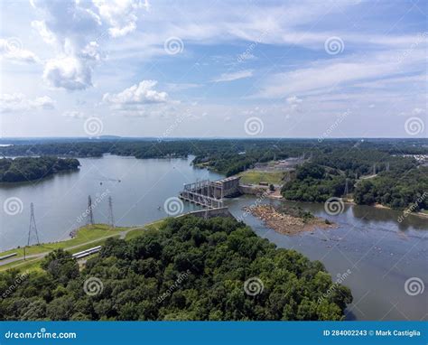 Lake Wylie And Catawba River From Overhead With Recreational Boating