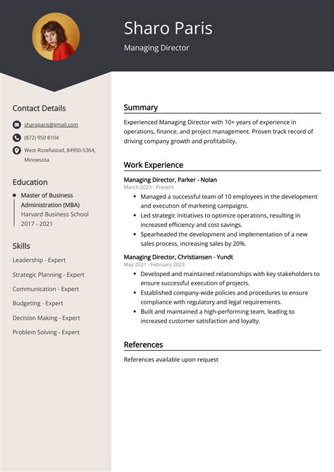 Managing Director CV: Job Description, Sample & Guide