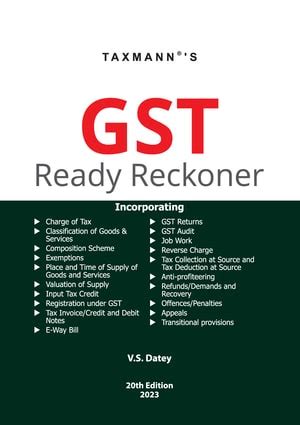 Taxmanns Gst Ready Reckoner By V S Datey Th Edition