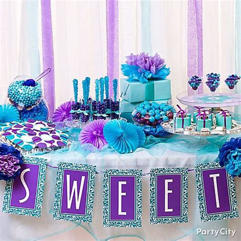 Purple Blue Candy Buffet Display Idea | Purple candy buffet, Blue candy buffet, Sweet 16 parties