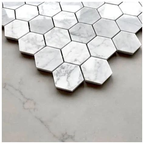 China Bianco Carrara Hexagon Polished Marble Mosaic Suppliers Factory