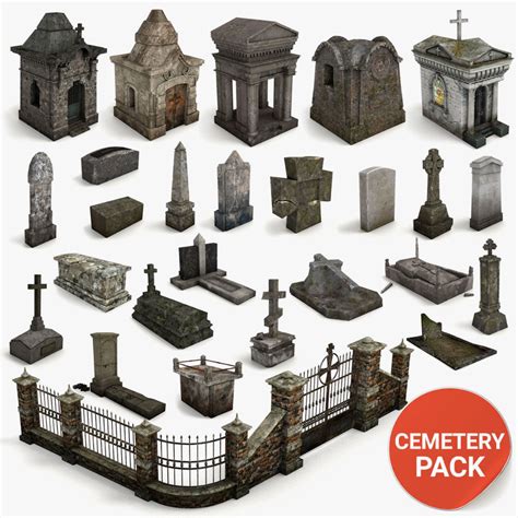 Lowpoly Cemetery Pack 3d Model Halloween Diorama Halloween Village