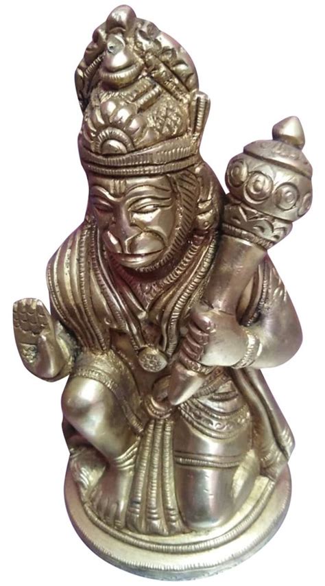 Golden Gold Plated Brass Hanuman Ji Statue For Worship Size 5 Inch