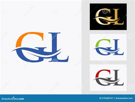 Monogram Letter GL Logo Design GL Logotype Template Stock Vector