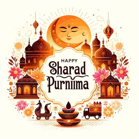 Premium Vector Happy Sharad Purnima Celebration Concepts Flat Vector