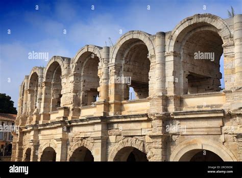 Arles town in Provence, France. UNESCO world heritage site - ancient ...