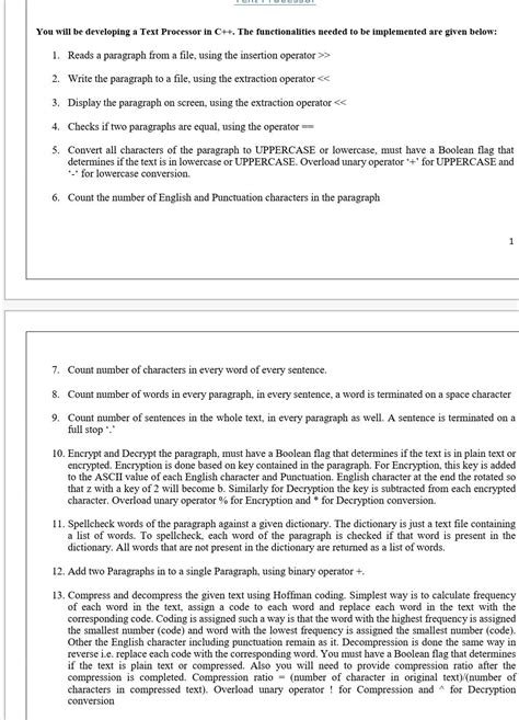 Solved You will be developing a Text Processor in C++. The | Chegg.com