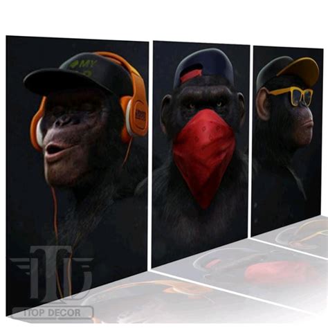 Quadro De Parede Decorativo Macaco Dj Cego Surdo Mudo X Shopee