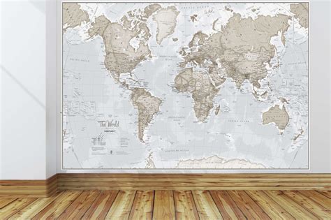 Giant World Map Mural - Neutral (Mural)