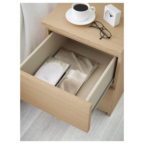 Malm Commode 2 Tiroirs Plaqué Chêne Blanchi 40x55 Cm Ikea