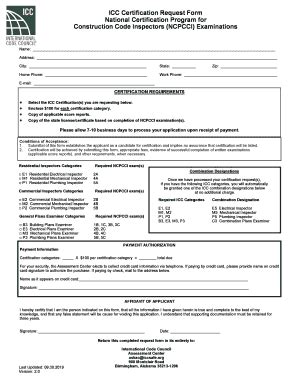 Fillable Online Icc Certification Request Form Fax Email Print Pdffiller