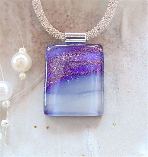 Purple Necklace Petite Dichroic Glass Pendant Fused Etsy Purple