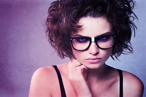 HD Wallpaper Women Brunette Women With Glasses Looking At Viewer