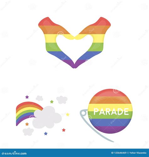 Gay And Lesbian Cartoon Icons In Set Collection For Design Sexual Minority And Attributes Vector
