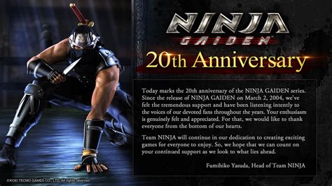 Team Ninja celebrates 20th anniversary of Ninja Gaiden | GoNintendo