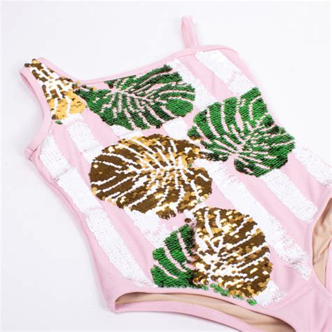 One Piece Magic Flip Sequin Striped Palm Shade Critters