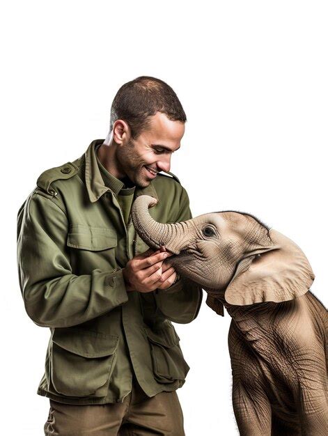 Premium Photo Experienced Male Zookeeper With Animals Ai Generated