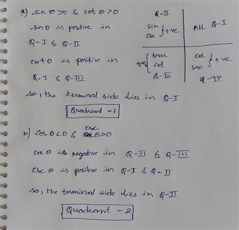 Solved Determine The Quadrant In Which The Terminal Side Of 3 Lies