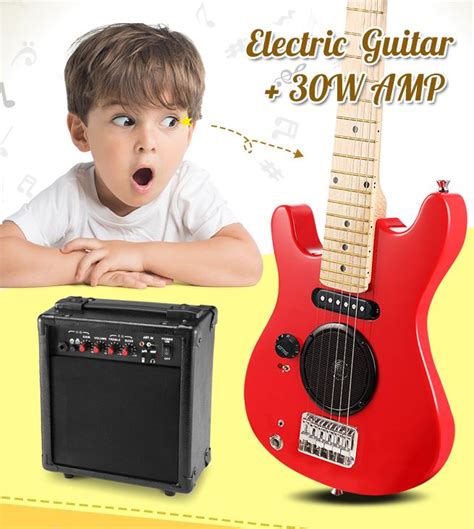 30” Kids Electric Guitar With Built In Speaker Pack And Amp Red Crazy