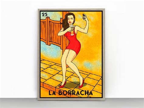 La Borracha Loteria Game Poster The Drunk Lady Mexican Bingo Etsy