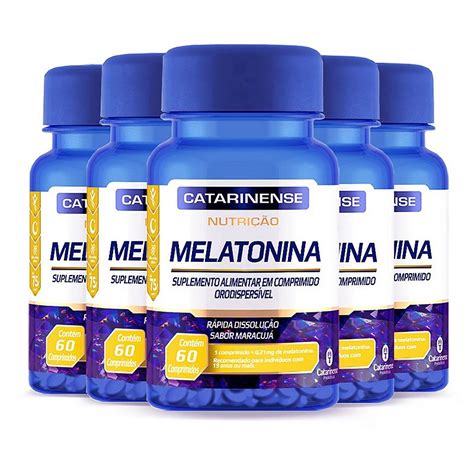 Kit 5 Melatonina Sabor Maracujá Catarinense 60 Comprimidos Edin