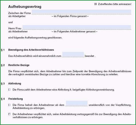 Ausgezeichnet Aufhebungsvertrag Kostenlos Vorlagen