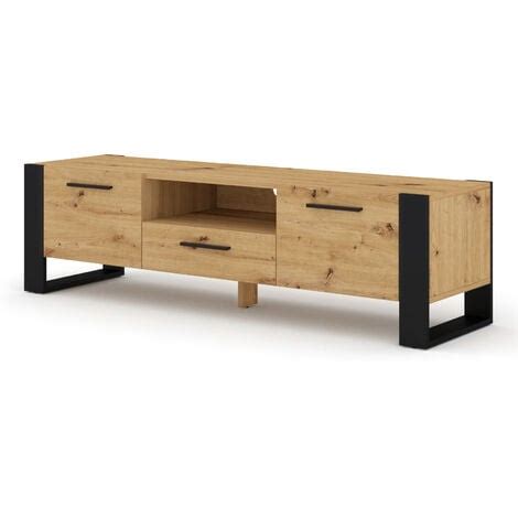 Mueble TV NUKA 160 Cm Roble Artesanal Negro