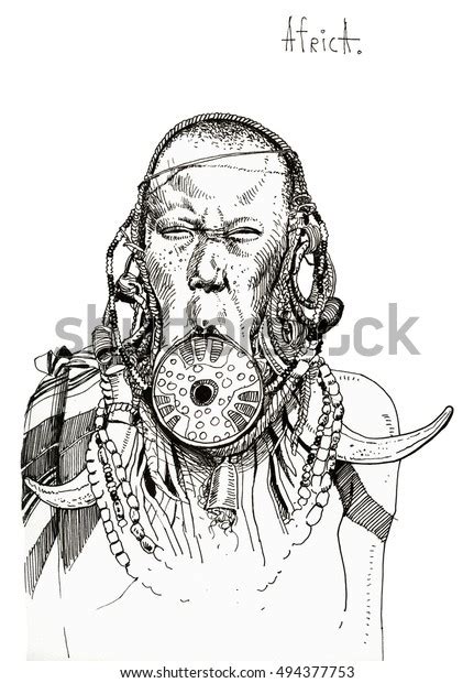 Drawing Of Native African Lip Plate Royalty-Free Images, Stock Photos & Pictures | Shutterstock