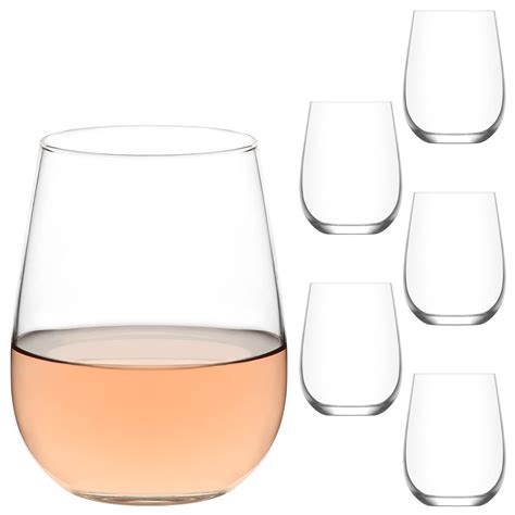 Buy Lav Crystal Stemless Red And White Wine Glasses Tumbler Set Of 6 Acrylic Drinking Glassware