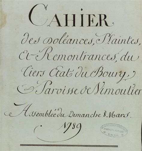 Cahier de doléances de 1789 le matraquage fiscal un héritage bien