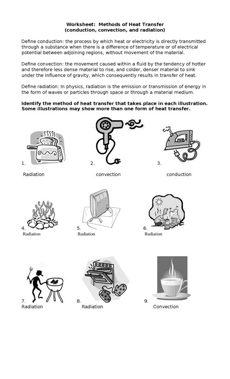 Worksheet Methods Of Heat Transfer - E-streetlight.com