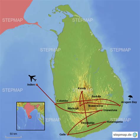 Stepmap Sri Lanka Karte Landkarte F R Asien