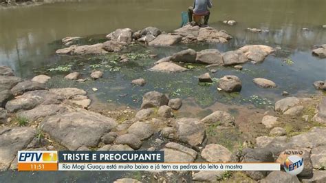 Estiagem deixa Rio Mogi Guaçu pedras à mostra vazão atual equivale