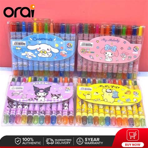 12 Color Sanrio Kuromi My Melody Cinnamoroll Wax Crayon Do Not Dirty