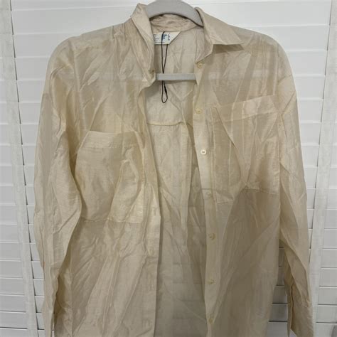 Nude Oversized Sheer Shirt Depop