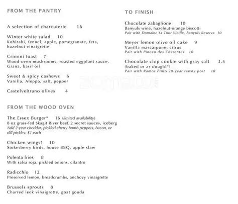 Essex Menu, Menu for Essex, Ballard, Seattle - Urbanspoon/Zomato