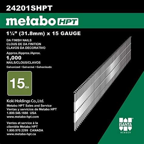 Metabo HPT Clavos de acabado 1 14 pulgadas x calibre 15 en ángulo