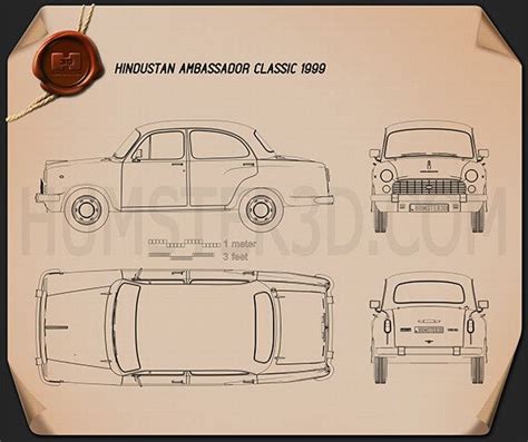 Hindustan Ambassador Classic 1999 Blueprint Blueprints Ambassador