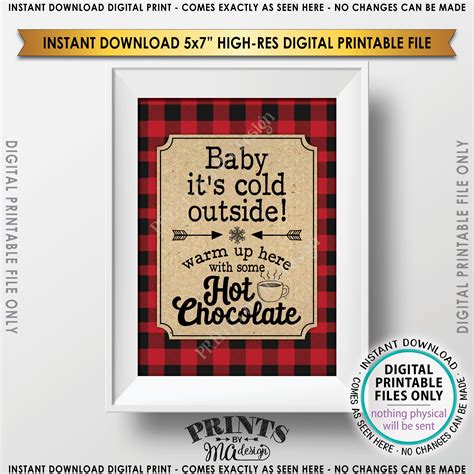 Baby It S Cold Outside Sign Lumberjack Hot Chocolate Sign Warm Up