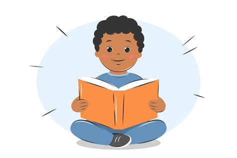 Boy Kid Reading Book Knowledge And Education Concept Vector