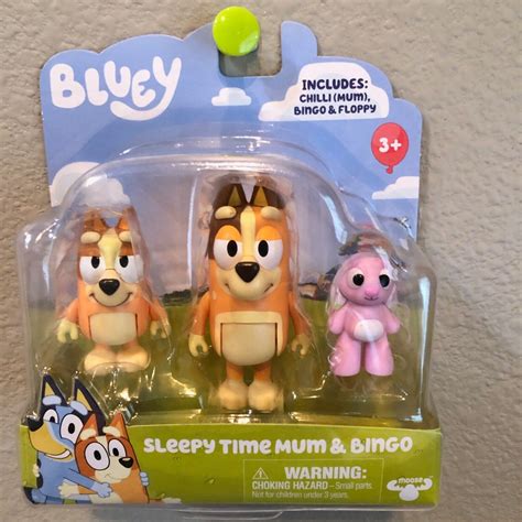 Bluey Sleepy Time Mum Chilli Bingo Floppy Action Figure Play Set Toy