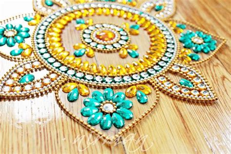 Sunflower Rangoli Rhinestone Wedding Table Decor Diwali Etsy Diwali