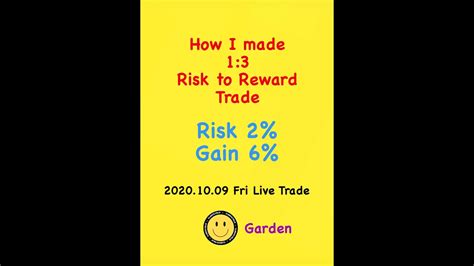 How I Made 1 3 Risk To Reward Trade 2020 10 09 Fri Live Trade