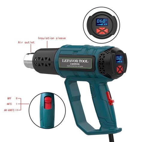 Quhagjz 2000w Industrial Digital Hot Air Gun Heat Gun Thermoregulator Shrink Wrapping Thermal