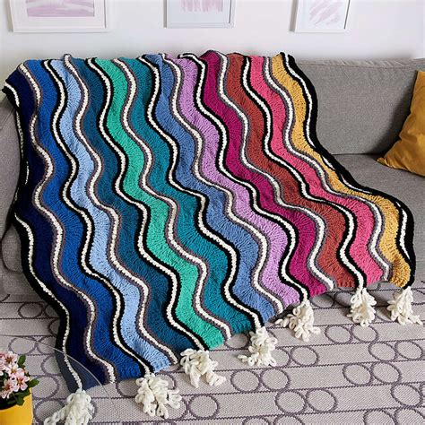 Knitting Patterns Galore Big Ripple Rainbow Blanket