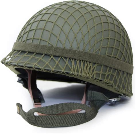 Us Ww2 M1 Helmet Steel Shell With Net Cover Chin Strap Wwii Helmets