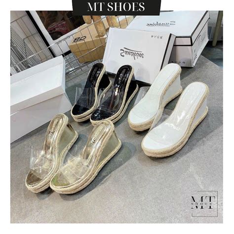 Dép nữ đế xuồng viền cói quai mica trong cao P mẫu mới siêu Hot quai mềm dẻo cực tôn dáng kèm