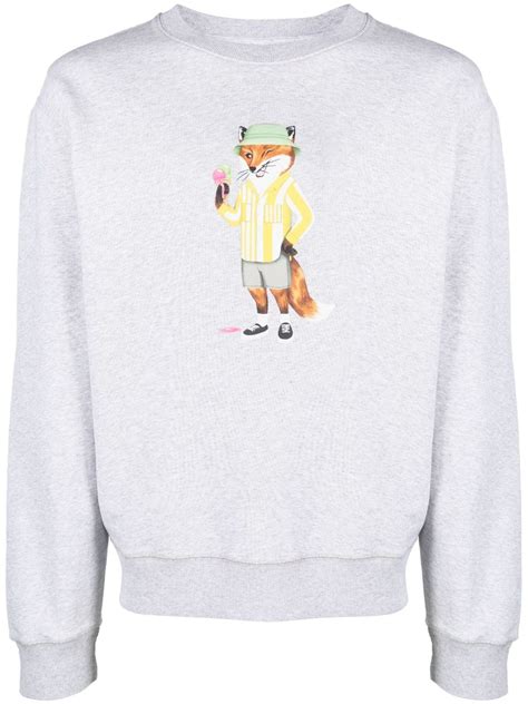 Maison Kitsuné Grey Dressed Fox Cotton Sweatshirt ModeSens