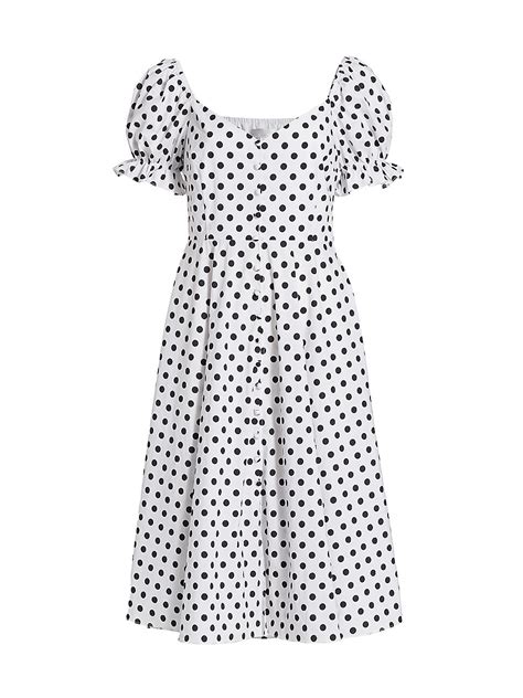 Buy Caroline Constas Savannah Polka Dot Midi Dress White Black Polka