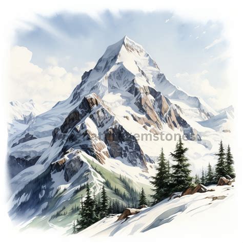 Snowy Mountain High Quality 14 Pngs Card Making, Mixed Media, Digital ...